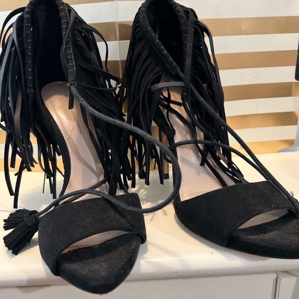 Zara basic collection fringe high heeled sandals size 37 excellent condition